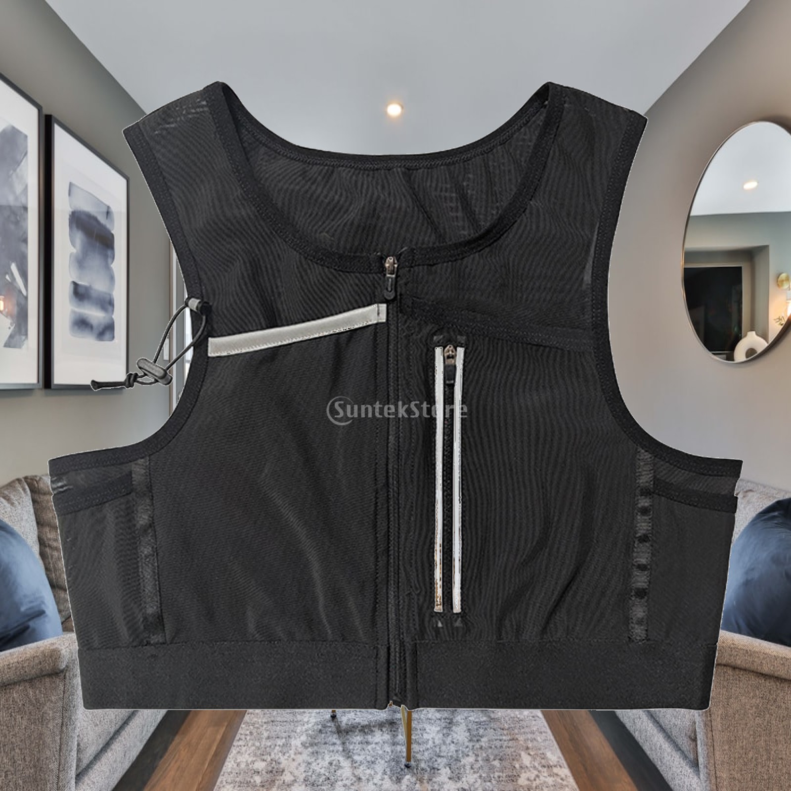 Reflective Running Jacket - Laufweste mit Tasche, Brusttasche, reflektierende Sporttasche