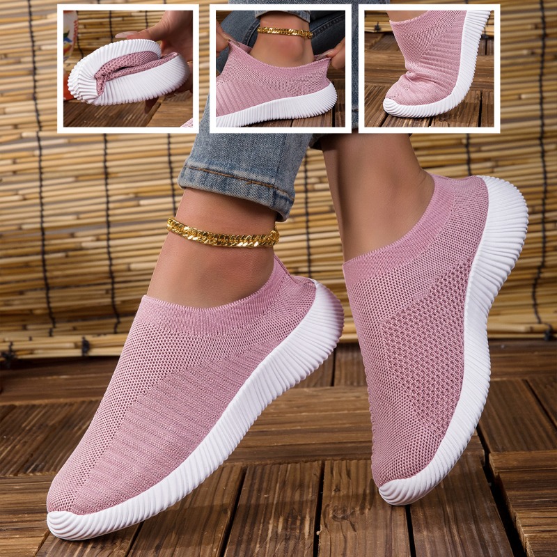 Running Gear Shoes - Damen-Sneaker Atmungsaktives Strickmesh Bequeme Flache Schnürschuhe